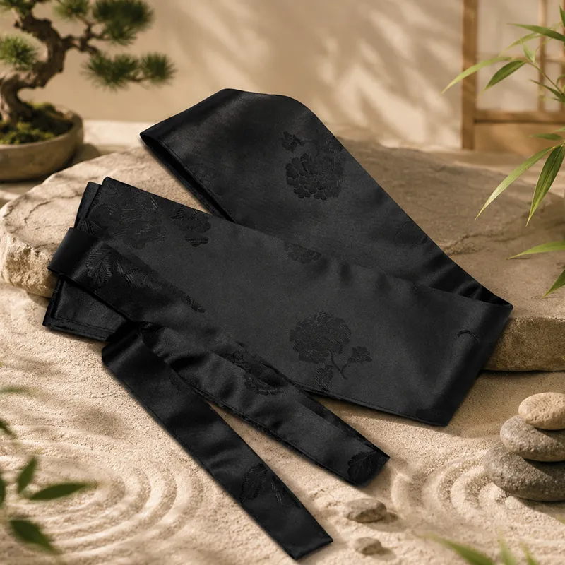 Ceinture Black Satin Hanbok