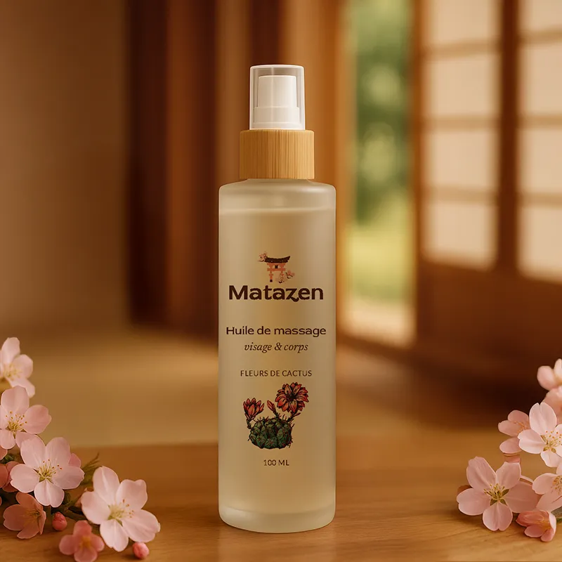 Huile de Massage Fleurs de Cactus – visage et corps – 100mL