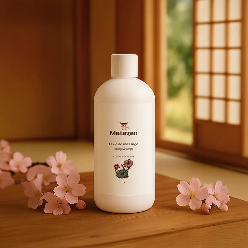 Huile de Massage Fleurs de Cactus – visage et corps – 1L